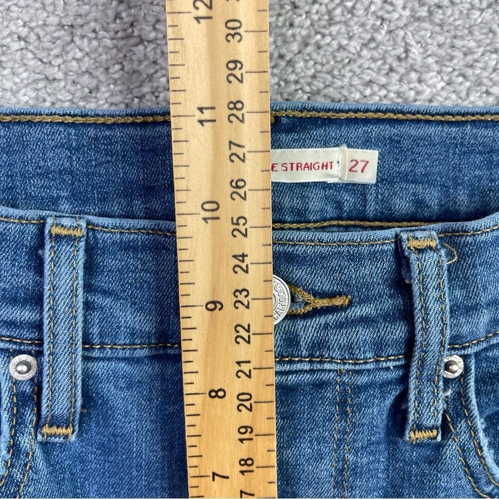 Levi's 724 Jeans Women's 27 Blue Straight High Rise Medium Wash Distressed - Picture 7 of 10